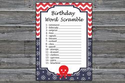 Octopus Birthday Word Scramble Game,Adult Birthday party game-fun games for her-Instant download