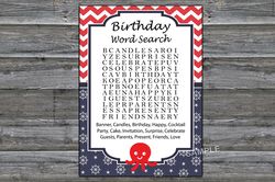 Octopus Birthday Word Search Game,Adult Birthday party game-fun games for her-Instant download