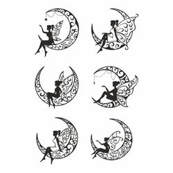Moon Fairy SVG, Moon Fairy PNG, Fairy SVG, Moon Svg, Fairy and Moon, Moon Stencil Svg