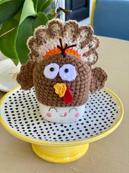 Marshmallows mugs cap turkey thanksgiving day celebration crochet