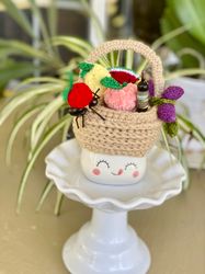 Marshmallow mug hat fruit basket crochet