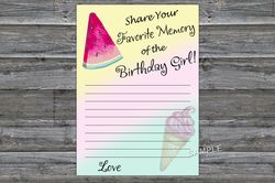 Watermelon Favorite Memory of the Birthday Girl,Adult Birthday party game-fun games for her-Instant download
