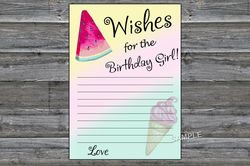 Watermelon Wishes for the birthday girl,Adult Birthday party game-fun games for her-Instant download
