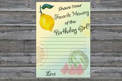 Lemon Favorite Memory of the Birthday Girl,Adult Birthday party game-fun games for her-Instant download
