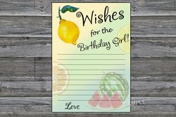 Lemon Wishes for the birthday girl,Adult Birthday party game-fun games for her-Instant download