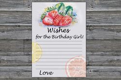 Strawberry Wishes for the birthday girl,Adult Birthday party game-fun games for her-Instant download
