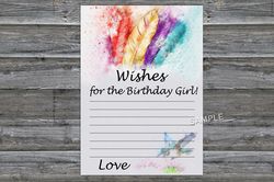 Tribal Feather Wishes for the birthday girl,Adult Birthday party game-fun games for her-Instant download