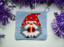 Crochet Pattern Potholder Merry Christmas, Hot pad crochet