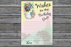 Vintage themed Wishes for the birthday girl,Adult Birthday party game-fun games for her-Instant download