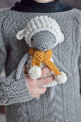 Crochet lamb toy, handmade plush animal, stuffed toy, soft sheep
