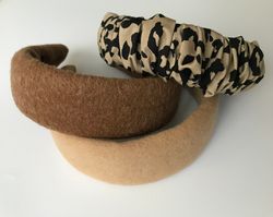 Beige Wool headband Made with our non headache headband