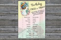 Vintage themed Birthday This or that game,Adult Birthday party game-fun games for her-Instant download