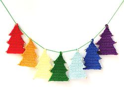 Rainbow Christmas Tree Garland, Christmas Tree Ornaments Set, Rainbow Wall Hanging, Christmas Holiday Decor Handmade