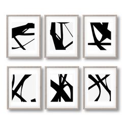 Set Of 6 Prints Black And White Wall Art Geometric Line Print Abstract Line Art Downloadable Art 6 Posters Gallery Art