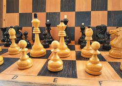 Soviet Grandmaster wooden chess pieces set - weighted Russian vintage tournament chessmen