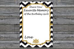 Black White Chevron Favorite Memory of the Birthday Girl,Adult Birthday party game-fun games for her-Instant download