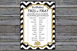 Black White Chevron Birthday This or that game,Adult Birthday party game-fun games for her-Instant download