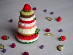 Fruit stacker toy, baby gift, baby toy, educational toy, toddler toy, pretend play, baby pyramid