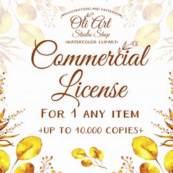 Extended Commercial License. NO Credit required. Single Product. OliArtStudioShop
