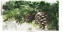 Machine Embroidery Design Pine cones on a Christmas tree Painting Christmas tree Christmas gift Christmas tree branch