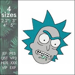Rick and Morty Embroidery Design, cartoon digital files, 4 sizes