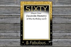 Sixty Birthday Favorite Memory of the Birthday Girl,Adult Birthday party game-fun games for her-Instant download