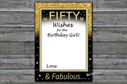 Fifty Birthday Wishes for the birthday girl,Adult Birthday party game-fun games for her-Instant download
