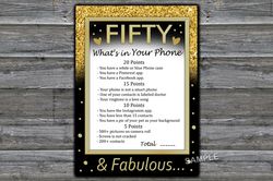 Fifty Birthday What's in Your Phone Birthday Party Game,Adult Birthday party game-fun games for her-Instant download