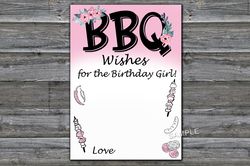 BBQ Birthday Game Wishes for the birthday girl,Adult Birthday party game-fun games for her-Instant download