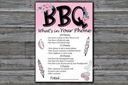 BBQ Birthday Game What's in Your Phone Birthday Party Game,Adult Birthday party game-fun games for her-Instant download