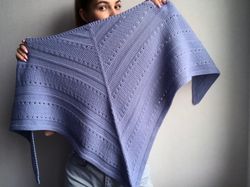 Blue wool scarf for women. Hand knitted outlander shawl - best gift on Christmas. Light blue shoulder cape for a bride