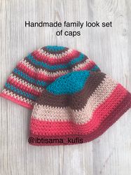 Handmade bucket hats crochet set, Womens bucket hat