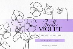 Violet Birth Month Flower SVG files February Birthday Flower Clipart For Instant Download