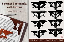 Corner bookmarks with kittens / Cut file / SVG
