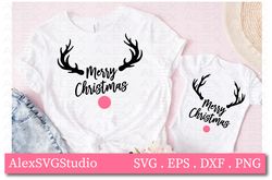 Merry Christmas svg, Deer Antlers, Reindeer Svg