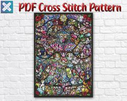Disney Stained Glass Cross Stitch Pattern / Mickey Mouse Cross Stitch Pattern / Heroine Collection Cross Stitch Pattern