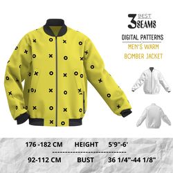 Mens oversized Bomber sewing pattern PDF Winter hipster jacket  loose fit, with knitted cuffs, S-XXXL, A4/LETTER, A0/AE