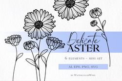 Aster Birth Month Flower SVG files September Birthday Flower Clipart For Instant Download