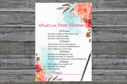 Roses Birthday Game What's in Your Phone Birthday Party Game,Adult Birthday party game-fun games for her-Instant downloa