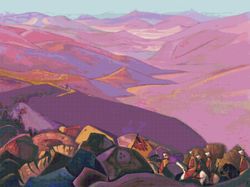 Cross Stitch Pattern | Mongolia | Nicholas Roerich 1937 | 6 Sizes | PDF Counted Vintage Highly Detailed Stitch
