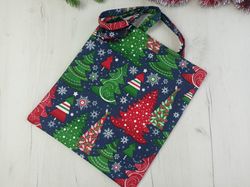 Christmas tote bag, winter eco bag, custom tote bag aesthetic, reusable grocery bag, mini tote handbag, gift bag