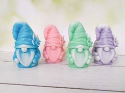 Decorative Glycerin Soap Handmade set 4 Gnomes Figurines , gift soap in different colors , 4 cute scandinavian gnomes