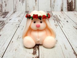 Bunny with wreath - silicone mold