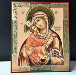 Donskaya icon of the Mother of God | Gold foiled icon | Inspirational Icon Decor| Size: 8 3/4"x7 1/4"