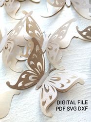 Layered 3D Butterfly template SVG DXF PDF