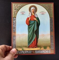 Saint Nina  | Gold and Silver foiled icon | Lithography icon on wood | Inspirational Icon Decor| Size: 8 3/4"x7 1/4"