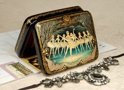 Swan Lake ballet lacquer box unique hand-painted art gift for order