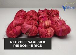 Sari Silk Ribbon - Brick - Silk Ribbon - Recycled Sari Silk Ribbon - Sari Silk Ribbon Yarn - Gift Ribbon
