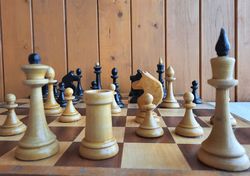 Queens Gambit final match wooden Russian vintage chess - Queen's Gambit Soviet chess set USSR