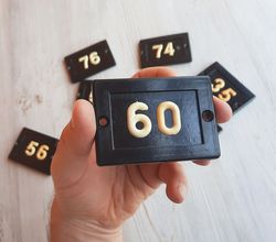 Black retro apartment number sign 60 - Sixty address room number plate vintage